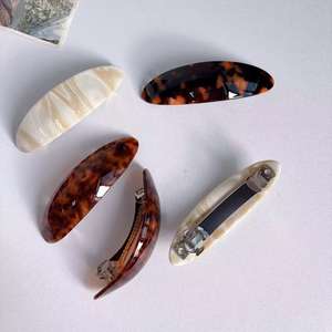 LOGO personnalisé pinces à <span class=keywords><strong>cheveux</strong></span> en acétate de forme ovale à la mode et polyvalente pince à ressort barrette française pour les femmes - Product Image 5