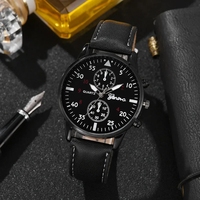 Ensemble de 4 Pièces Montres Homme de Mode Sport Affaires Montre-Bracelet à Quartz Luxe Bracelet en Cuir Marron Homme Décontracté Horloge Montre Cadeau