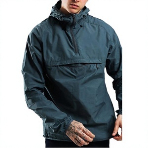 Chaqueta con Capucha para Hombre, Cortavientos, con Cierre de Cremallera de un Cuarto, Color Sólido, Ligera, de Poliéster, Informal para Exteriores - Product Image 1