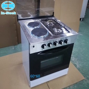 Cuisinière <span class=keywords><strong>4</strong></span> brûleurs (2 <span class=keywords><strong>gaz</strong></span>, 2 électriques) X <span class=keywords><strong>60</strong></span>*<span class=keywords><strong>60</strong></span> avec four 80L de haute qualité, grill à convection, tiroir de cuisson, en acier inoxydable, pour cuisine indépendante - Product Image 2