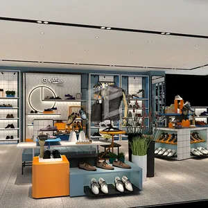 Modern Shoes Store Interior Design with Wood Shoe Display Rack - Product Image 1