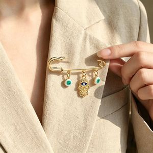 Broche Vintage de Liga Banhado a Ouro com Olho e Mão de <span class=keywords><strong>Hamsa</strong></span>, Acessório Multifuncional Feminino para Calças com Concha Marinha, Não Oxida - Product Image 3