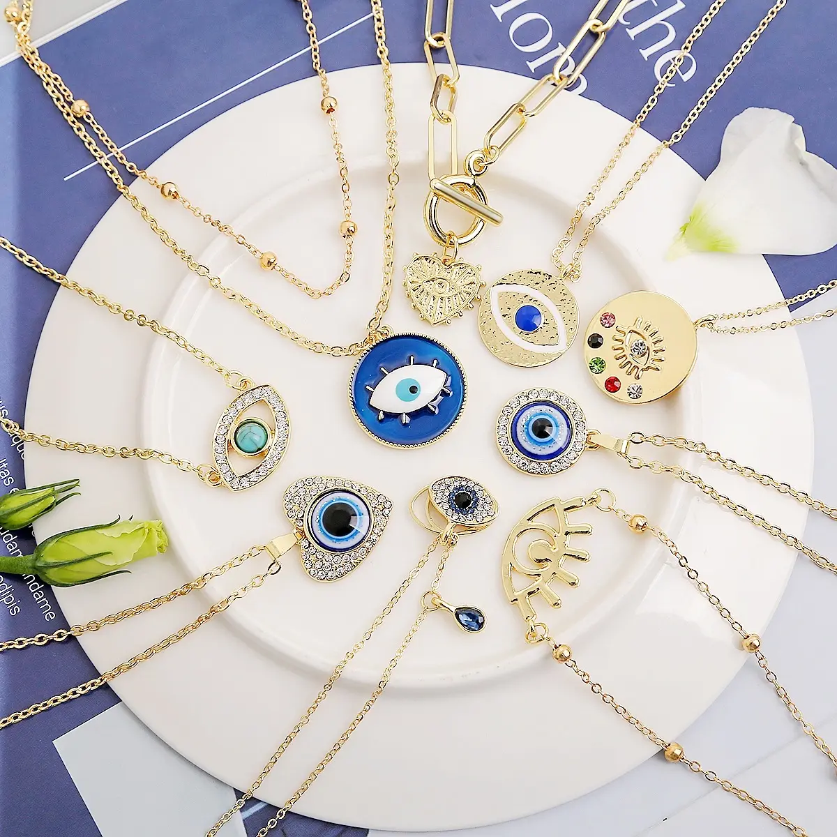 Toptan türkiye mavi gözler Evil mavi göz Charm kolye göz gergisi kolye kadınlar için hediye moda takı