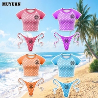 Ensemble bikini deux pièces à pois Y2K 2026 pour femme, haut court et short, maillot de bain de plage personnalisé avec logo, faible MOQ, commande en petite série