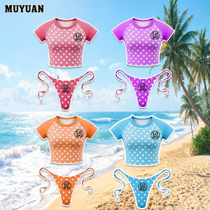 Conjunto de Bikini de Dos Piezas con Estampado de Puntos Y2K 2026 para Mujer, Top Corto y Pantalones Cortos de Verano, Logotipo Personalizado, Traje de Baño para Playa, MOQ Bajo, Pedido de Pequeños Lotes - Product Image 1