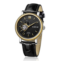 Reloj de pulsera personalizado con caja redonda de acero inoxidable 316L y correa de cuero genuino, reloj mecánico automático para hombre de negocios, 5ATM