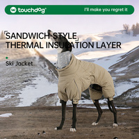Veste de ski pour chien Touchdog à 3 couches isolées, coupe-vent, imperméable, manteau d'hiver à quatre pattes, réfléchissant, pour Greyhound, Whippet, chaud