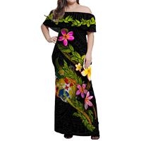 Tonga femme hors épaule longue robe noix de coco dorées imprimer Puletasi vêtements avec quantité de commande minimum robe jupes de plage chaude