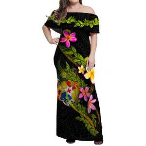 Tonga femme hors épaule longue robe noix de coco dorées imprimer Puletasi vêtements avec quantité de commande minimum robe jupes de <span class=keywords><strong>plage</strong></span> chaude - Product Image 4