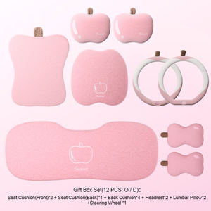 Ensemble de coussins de siège de voiture en peluche Apple Happiness pour Golf Civic, hiver, dessin animé, rouge/rose, 12 pièces, ensemble complet avec coton creux - Product Image 2