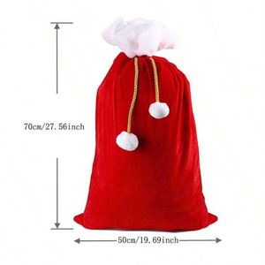 Décorations de Noël Sac à dos de Noël pour personnes âgées Sac cadeau en tissu épais de grande taille avec cordon de serrage pour bonbons - Product Image 5