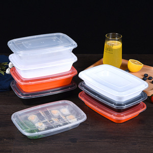 Rectangular Plastic <b>Lunch</b> Box 2000ml Disposable Food Container Takeout Bento Box Thickened Design - Product Image 1