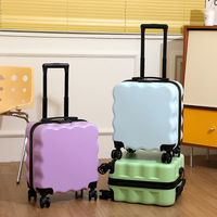 Valise à roulettes silencieuse pour enfants, 18 pouces, portable, motif dessin animé, avec poignée télescopique et serrure, en polycarbonate, pour l'embarquement en gros