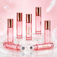 Flacon à bille en verre vide pour huile essentielle, rose élégant, mini 5ml 10ml, avec logo personnalisé et couvercle or rose