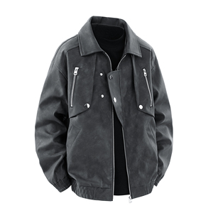 Veste d'hiver en cuir pour homme en PU, disponible en gris foncé / café / gris clair / kaki, <span class=keywords><strong>4</strong></span> couleurs - Product Image 2