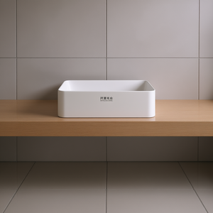 Lavabo da Bagno Rettangolare Bianco Opaco 20 X 14 Pollici, Montaggio a Superficie, Design Minimalista - Product Image 2