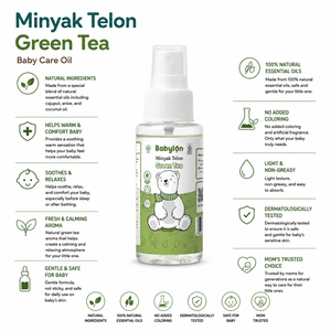 Natural Green Tea Baby Telon Oil Spray 70ml Gentle <b>Warm</b> Formula for Infant Daily Comfort and Body Care - Product Image 2