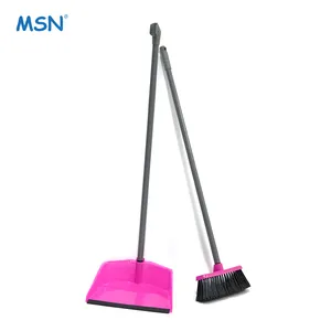MSN PP + PET + Ferro handle + PVC Punho Longo Poeira Pan & Broom Set Magia Varrendo Vassoura
