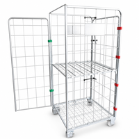 Chariot logistique pliable en treillis métallique, chariot de manutention porte-à-porte, cage de tri mobile à porte néerlandaise pour le stockage en entrepôt
