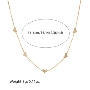 Heart Shape Gold Plated Stainless Steel Necklace Earrings <b>Bracelet</b> <b>Set</b> For Women Gift Jewelry Fashion Accessory - Product Image 5