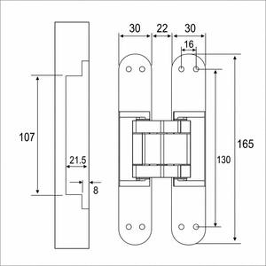 Bisagra Oculta Ajustable 3D de Alta Resistencia 165X30-80KG de Aleación de Zinc Negra para Puerta Interior de Madera - Product Image 2