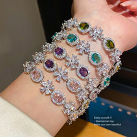 Bracelet pour femme en laiton plaqué or 18 carats avec fermoir ovale en zircon, bijoux de luxe légers, délicats et polyvalents, cadeaux de mode de niche
