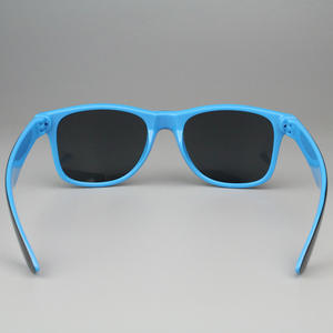 Gafas de sol unisex con certificación CE UV400 clásicas azul cielo vintage de dos tonos para playa logotipo personalizado plano brillante verde amarillo rojo PC - Product Image 5