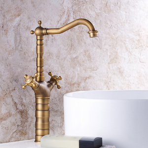 Avrupa Pirinç Mutfak Banyo Lavabo Bataryası Tek Delikli Montaj Çift Kollu Soğuk Sıcak Su Geleneksel 360 Derece Hastane Otel - Product Image 1