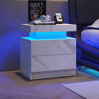Table de chevet à LED de luxe légère à couleurs changeantes multiples avec rangement pour la maison ou l'hôtel
