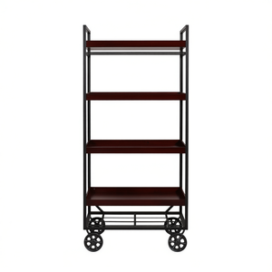 Chariot industriel à 4 étagères VINO WT231, présentoir de vente au détail avec finition vernie, montage facile, unités de rangement - Product Image 1