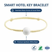 Bracelet Minimaliste Crème avec Puce NFC NTAG pour Accès aux Espaces Partagés et Partage Social, Perle Unique, Cordon Tressé Réglable, Bijou Femme Homme