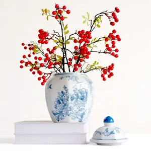 廉价30厘米陶瓷家居装饰大复古花瓶中国瓷器青花姜罐
