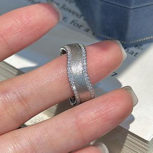 Anillo Abierto de Plata Pura S925 con Incrustaciones de Microcirconitas, Diseño Medieval, Simple y Moderno, Componente de Joyería - Product Image 1