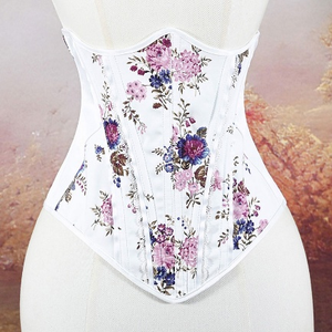 Structured Printed Cotton <b>Waist</b> <b>Trainer</b> with 14 Bones and Back Lace-Up for Hourglass Shaping - Product Image 1