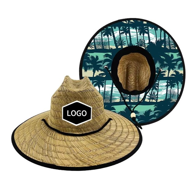 Wholesale Wide Brim Custom logo Outdoor Men's Summer Hollow Grass Beach Jazz Hat Western Sun protection Lifeguard Straw Hat