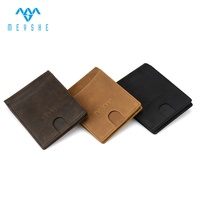 Dompet Lipat Tipis Kulit Sapi Crazy Horse Coklat Berkualitas Tinggi Khusus Pria, Anti-RFID, Tempat Kartu ID, Multi-Slot untuk Tempat Airtag