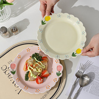 Service de vaisselle en céramique JM, peint à la main, émaillé et gaufré, design tulipe, vaisselle occidentale de haute qualité pour la maison