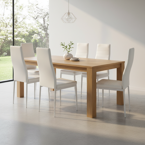 6pcs Elegant B <b>White</b> <b>Dining</b> <b>Chairs</b> High Backrest with Stripping Texture Assembled High-End Home Decor Model D0100HPBYGV - Product Image 3