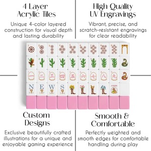 Juego de Mahjong Rosa Estilo Western de Sweet <span class=keywords><strong>Jojo</strong></span> Designs, con Fichas Grabadas y Bolsa de Viaje Acrílica de 4 Capas - Product Image 6