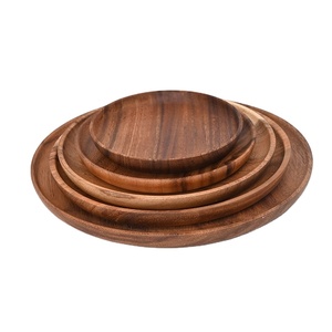 Wholesale Cheap Nature Solid <strong>Wood</strong> Food Fruit Serving Charge Platter Round Acacia Wooden <strong>Plate</strong> - Product Image 5