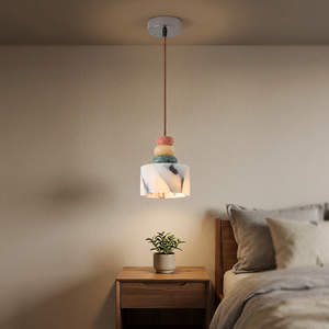 Luminaire suspendu de luxe en pierres empilées multicolores, éclairage raffiné en jade coloré et formes ludiques pour projet de décoration lumineuse - Product Image 6