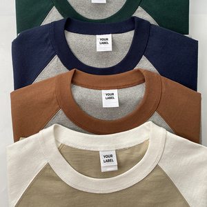 เสื้อยืดสตรีทแวร์ผ้าฝ้าย 100% พิมพ์ลายตามสั่ง OEM ไซส์ US ยูนิเซ็กส์ ทรงโอเวอร์ไซส์ สีบล็อก แขนเสื้อแบบแร็กแลน ผ้าถักเนื้อหนา 300 GSM - Product Image 3