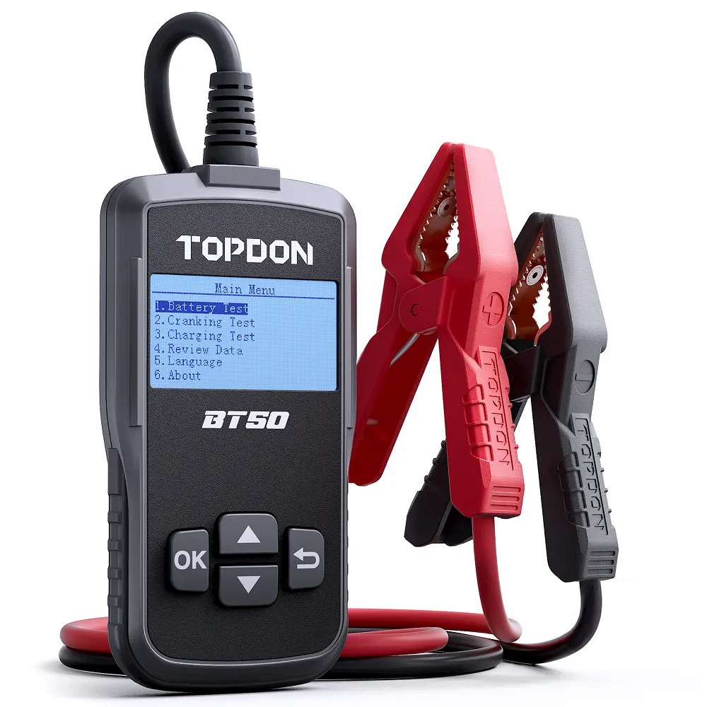 TOPDON-Probador de batería automotriz digital BT50, Analizador de batería para automóvil, 12V, 200Ah, 10A, Aa