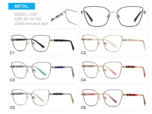 <span class=keywords><strong>Gafas</strong></span> Ópticas Modelo 3187 TR90 con Montura Completa de Metal y Bisagras de Resorte, Protección UV y Anti-Luz Azul, Diseño Ojo de Gato para Mujer - Product Image 5