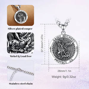 Collar Merryshine San Miguel Arcángel, Amuleto de la Oración de la Serenidad, Colgante Personalizado para Hombre - Product Image 5