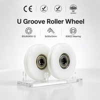 Roulette à gorge en U en nylon pour porte coulissante, modèle BSU60850-12, pour placard, 8x50x12mm