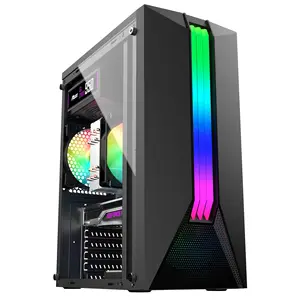 2024 Mini Tower cassa da gioco in vetro pieno o vetro temperante + maglia con striscia di luce RGB 0.7mm in acciaio 360mm VGA custodia per Computer funzionante a