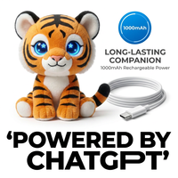 Peluche Eléctrico de Tigre Rayado con IA ChatGPT, LED de Brillo Estrellado, Activación por Tacto, Diálogo Multilingüe, Acepta Personalización de Fábrica, Cuteyeah