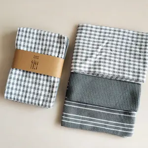 Organic 100% Cotton Kitchen Tea Towel Waffle Weave Absorbent Dish Towels Cloth Grid