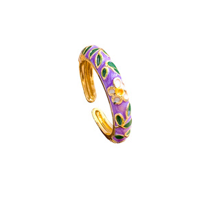 Anello Vintage Placcato Oro 18K con Fiore Blu Jingtai - Design Colorato Sofisticato e Unico, Proprietà Durevoli e Resistenti allo Sbiadimento per Donne - Product Image 6